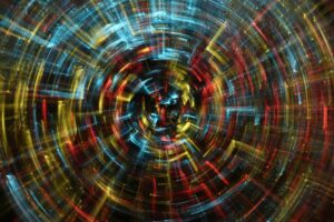 abstract image of cyber wheel in multi colours