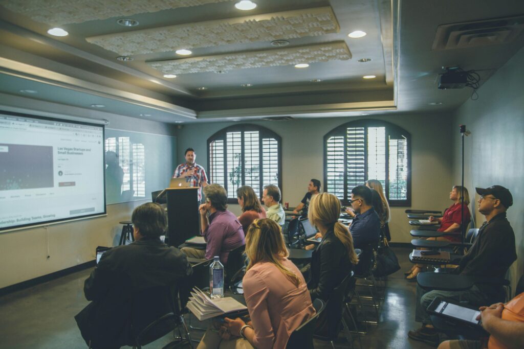 image of person delivering training to a room full of delegates