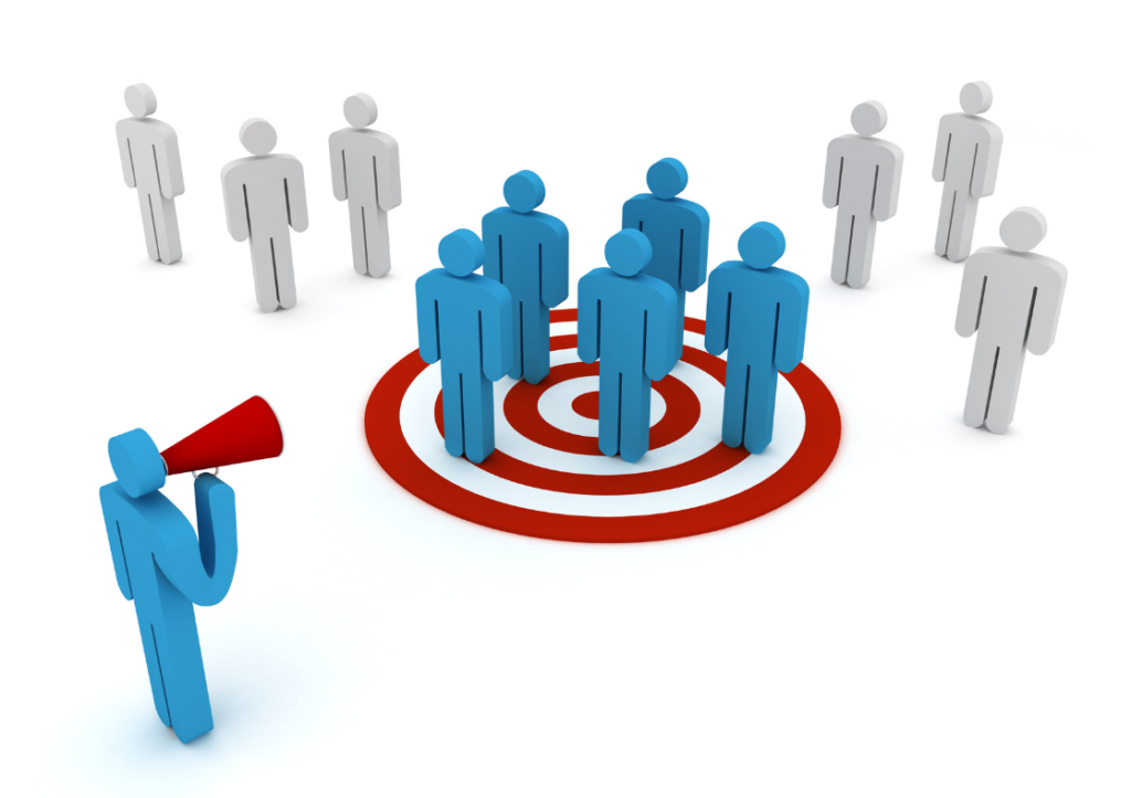 Group of people standing on a target