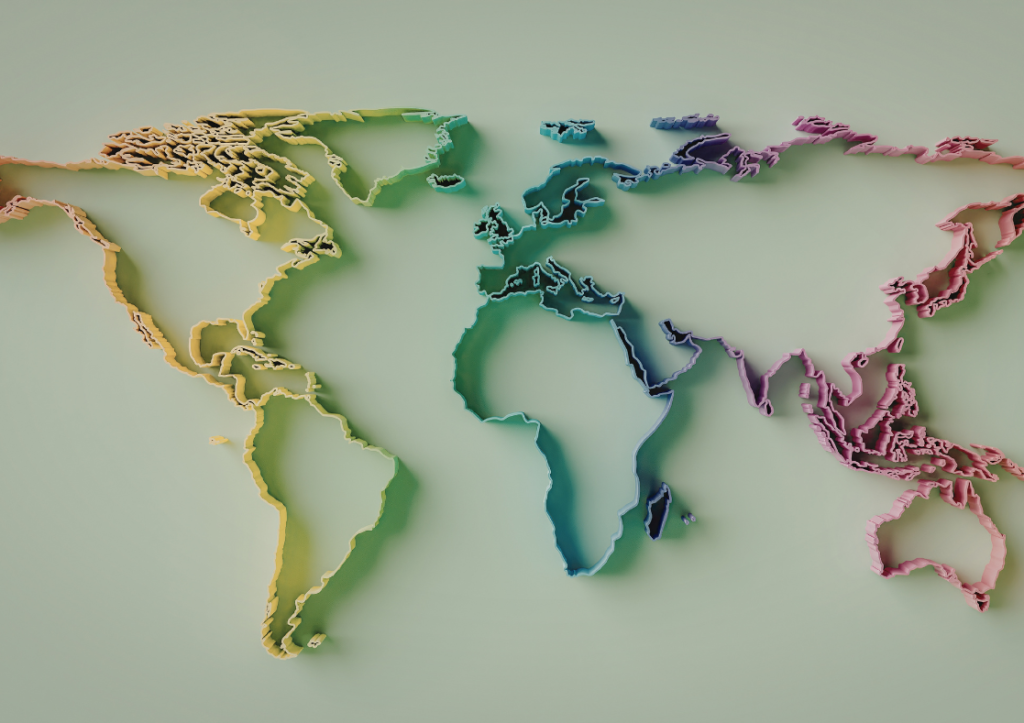 A graphic showing the map of the world including the UK