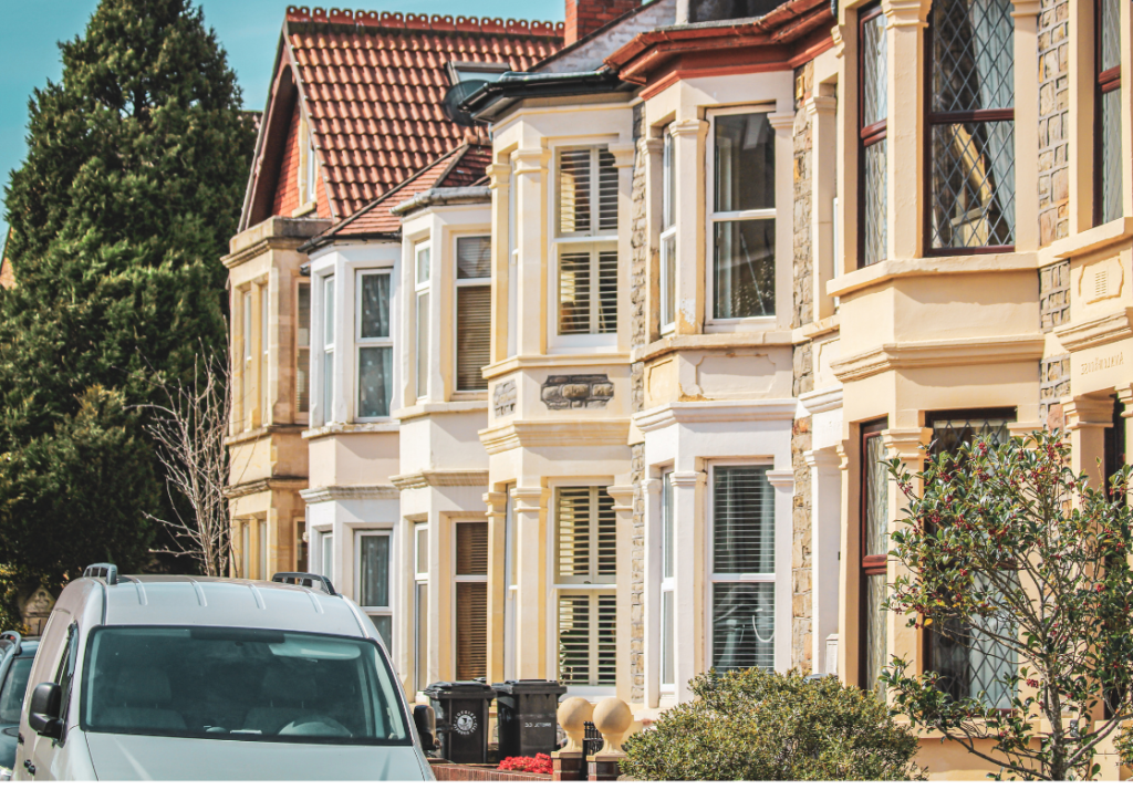 A row of residential houses in England