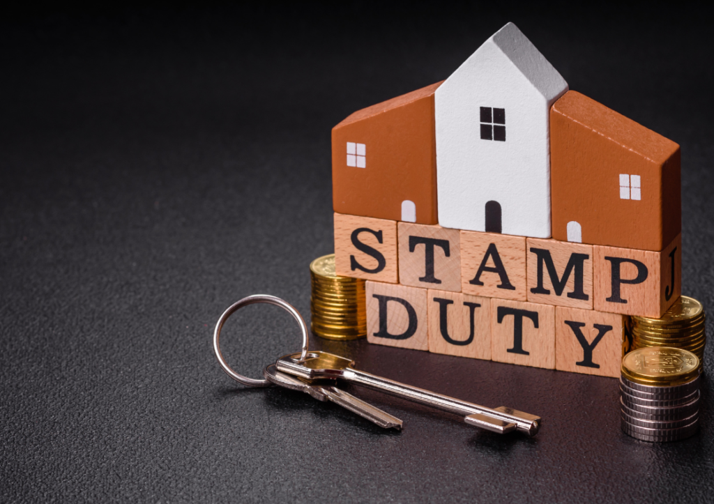 Graphic of a house with a set of keys with 'stamp duty' written on